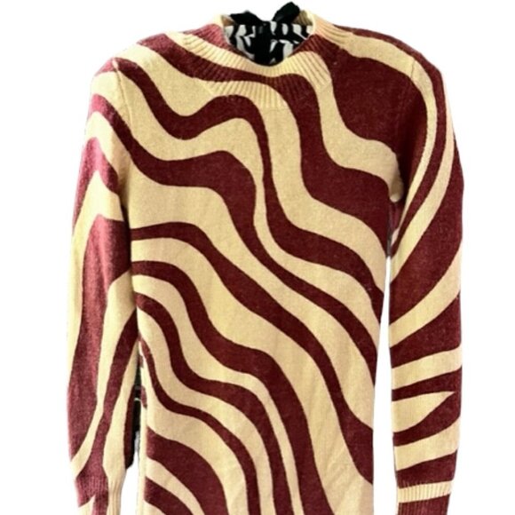 Zara Zebra Print Jacquard Knit Mini Dress Long Sleeve Size Small Wool blend NWOT - Picture 4 of 14